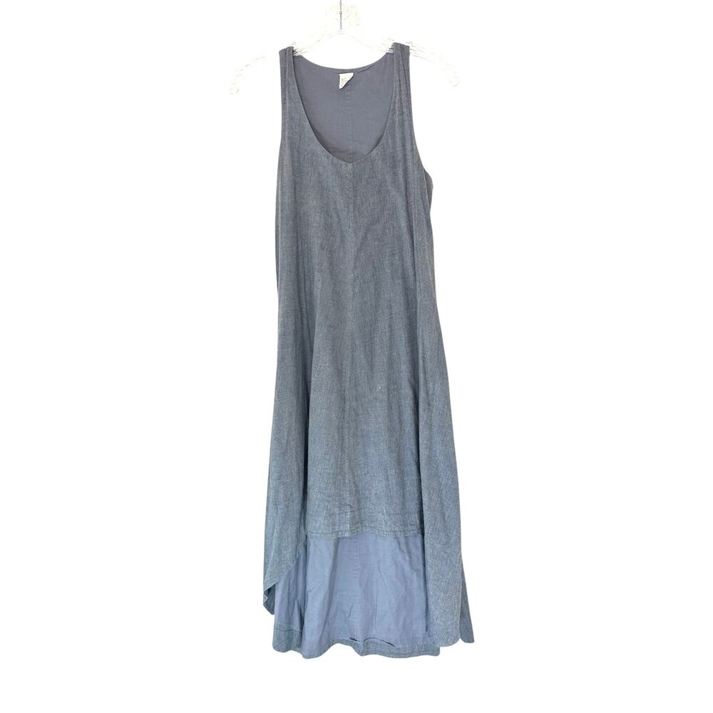 Eileen Fisher The Fisher Project Blue Chambray‎ Cotton Racerback Maxi Tank Dress